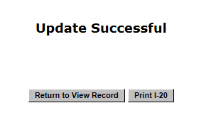 The Update Successful page 