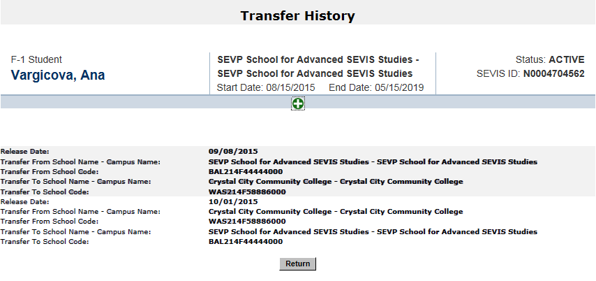 The Transfer History page 