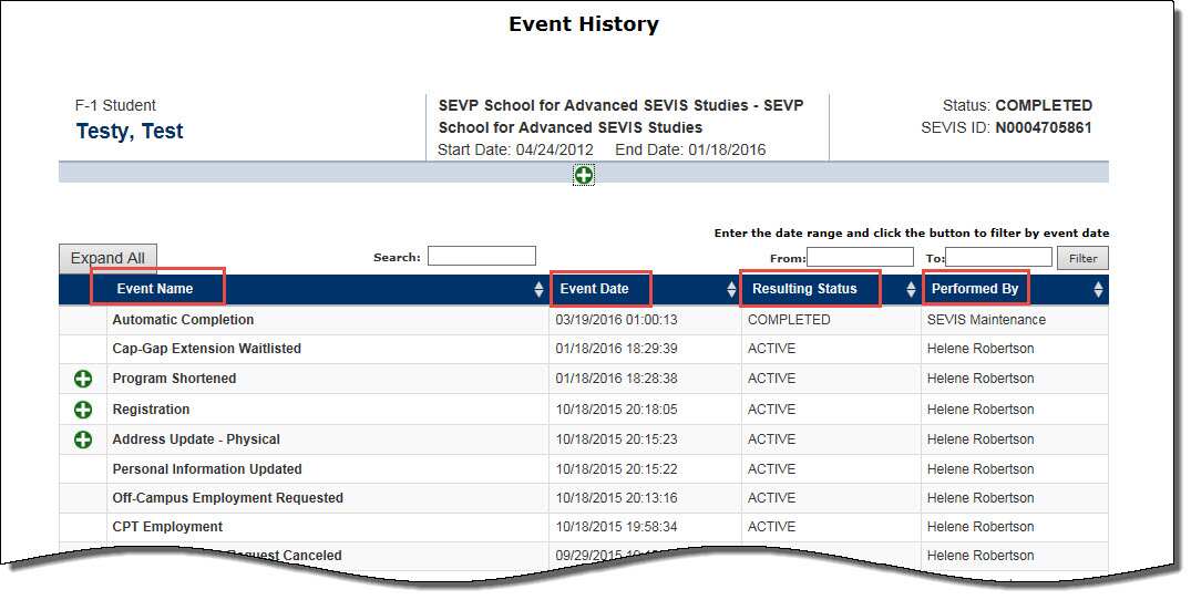 Event History