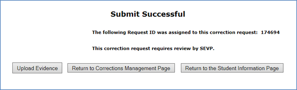 Screen shot of Submit Successful message.]