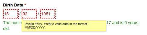 invalid entry in field
