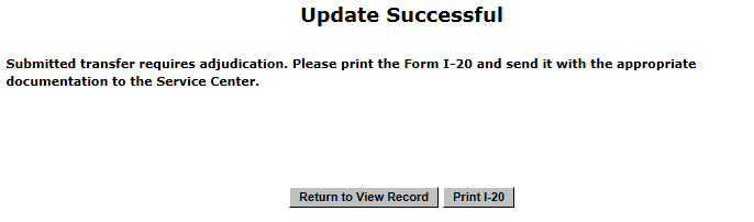 The Update Successful page 