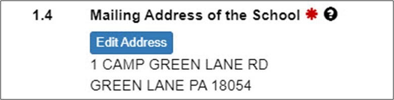 View of the Edit Address field